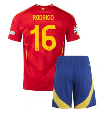 Spanien Rodri Hernandez #16 Hemmatröja Barn EM 2024 Kortärmad (+ Korta byxor)